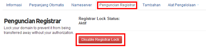 disable Registrar Lock