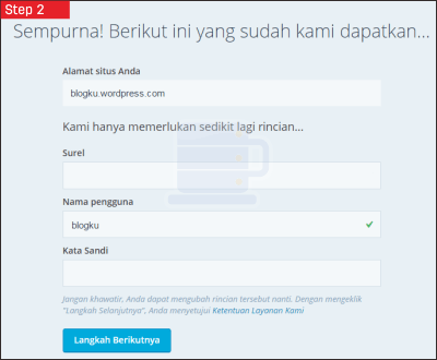 membuat blog wordpress step 2