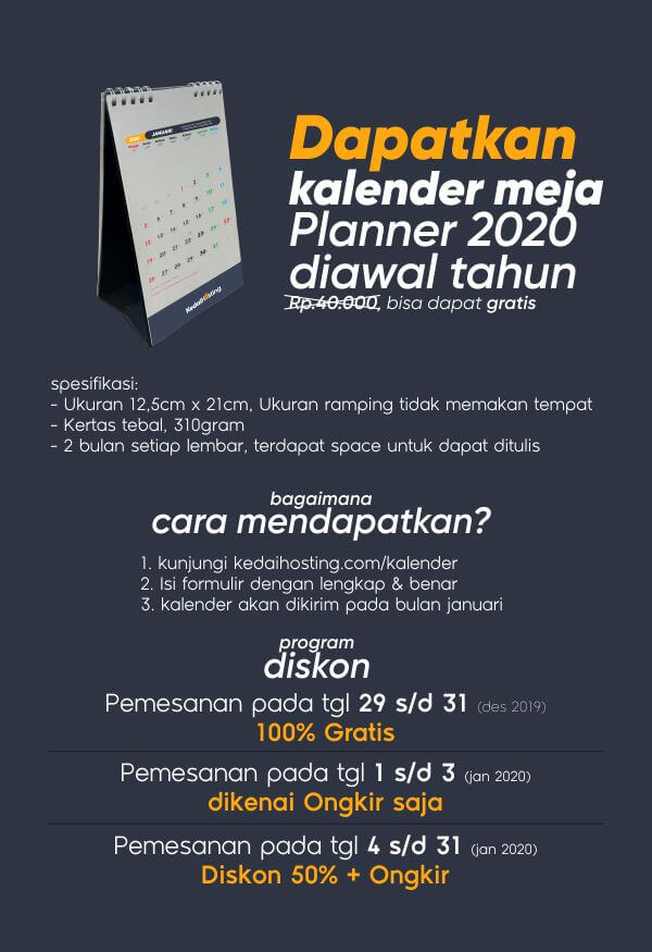 kalender meja planner 2020 KedaiHosting